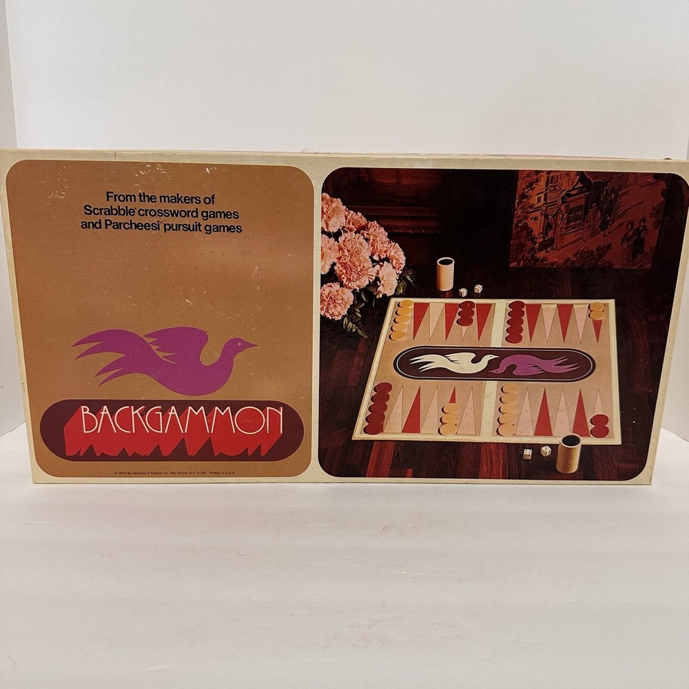 Vintage 1975 • Selchow & Righter • Backgammon Set • Wooden Pieces • Complete Set